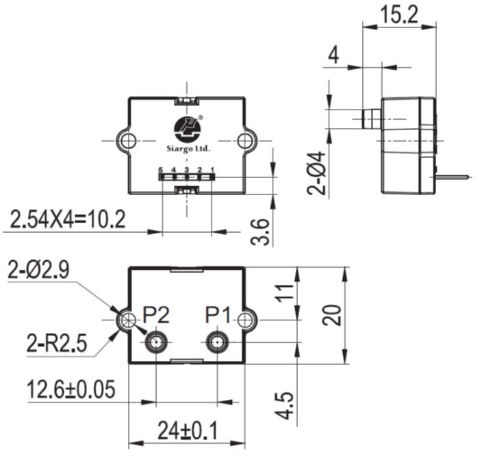 FSP1000シリーズデジタル差圧センサ外形寸法