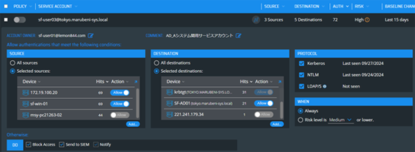 サービスアカウント保護の設定
