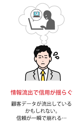 情報流出で信用が揺らぐ：顧客データが流出しているかもしれない。信頼が一瞬で崩れる…